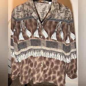 ⭐️ 3/$20 Tanjay women’s button down shirt western print size 14